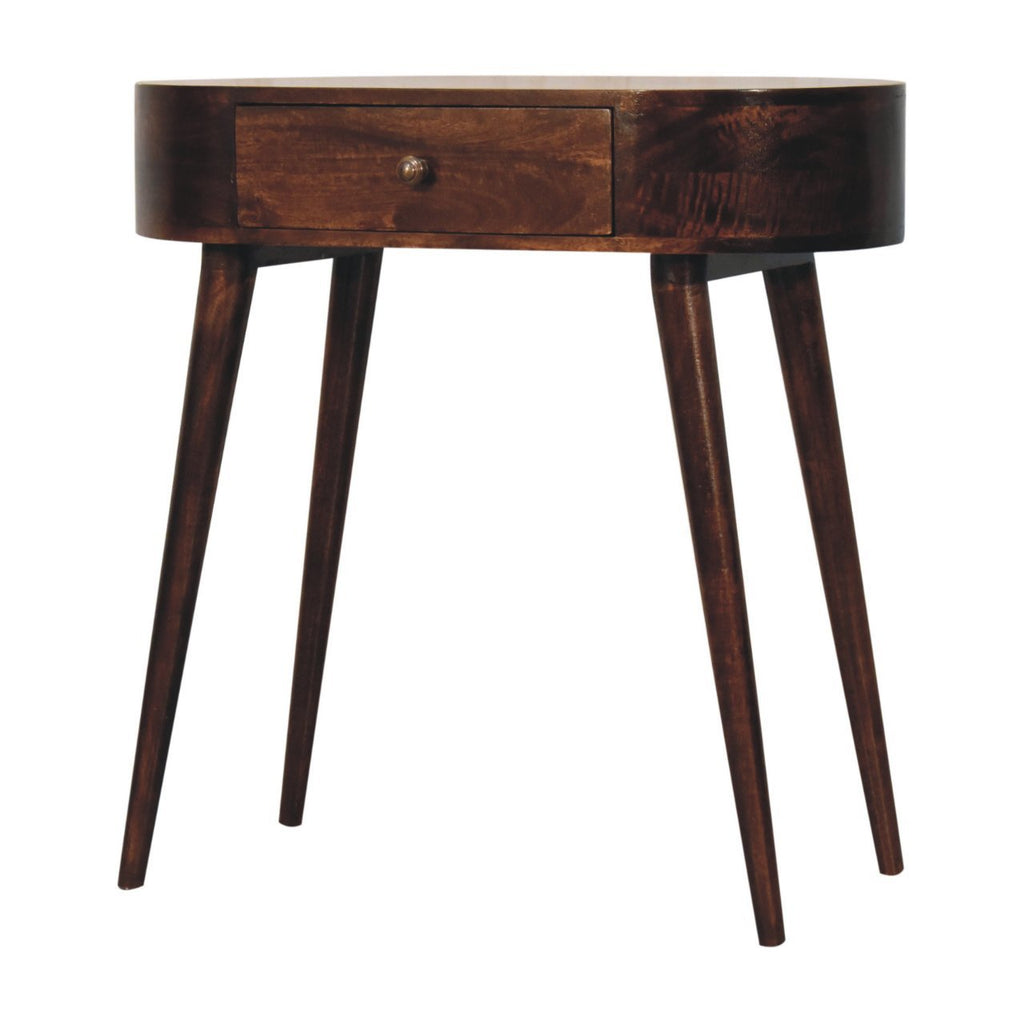Solid Wood Honey Caramel Rounded Small Console Table