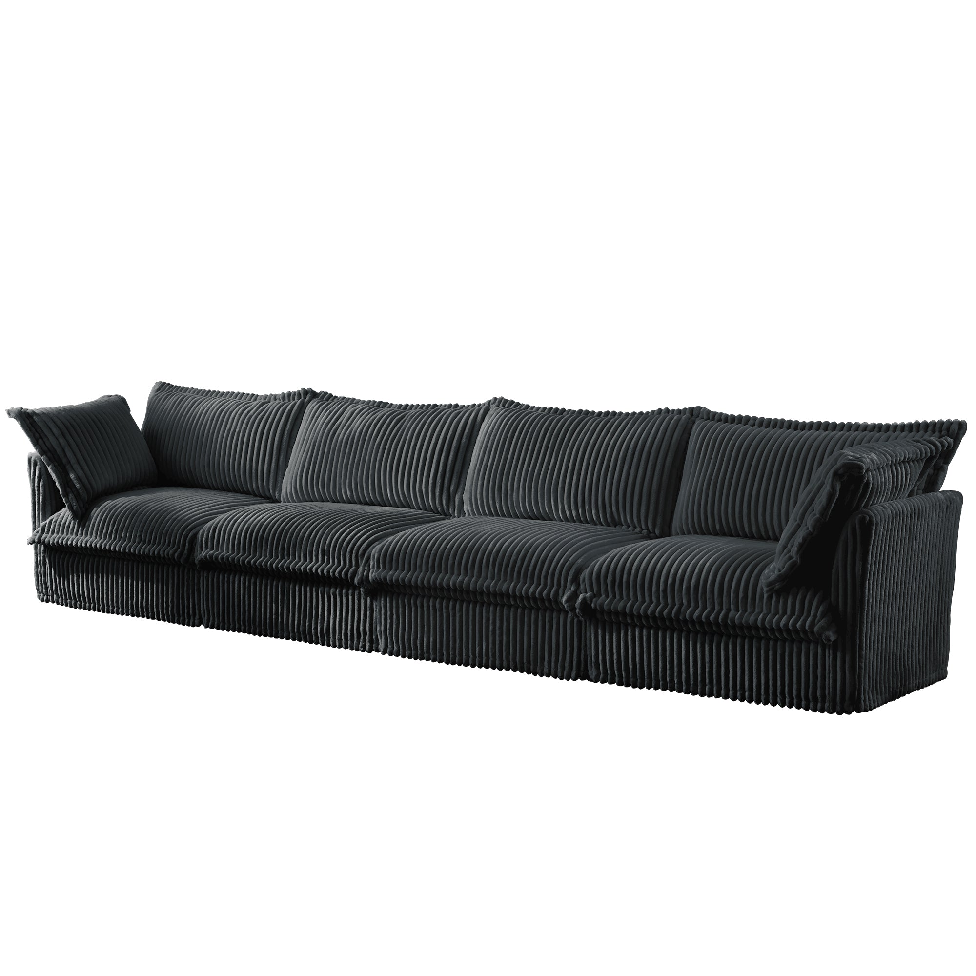 Slipcovered Long Sofa, 4 Seater Sofa with Removable Cover, Extra Deep Couch for Living Room, Corduroy Fabric Cloud Like Comfy Sofa Couch, Gray Corduroy Fabric