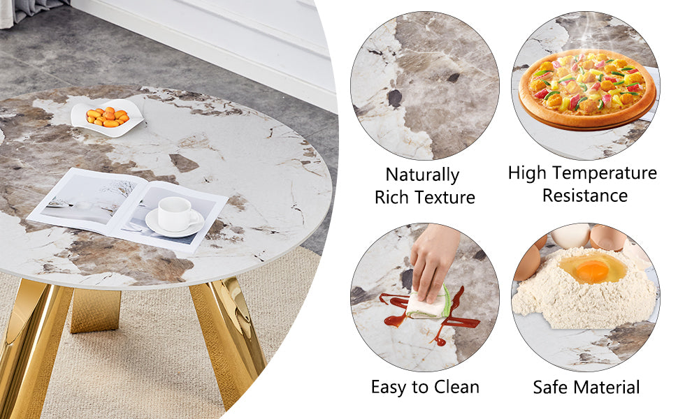 42' Luxury Sintered Stone Table: 0.45' Durable Top + 6' Steel Legs, 350lb Capacity, Stain/Heat-Resistant White/Gray Veined Surface - Modern Minimalist Design