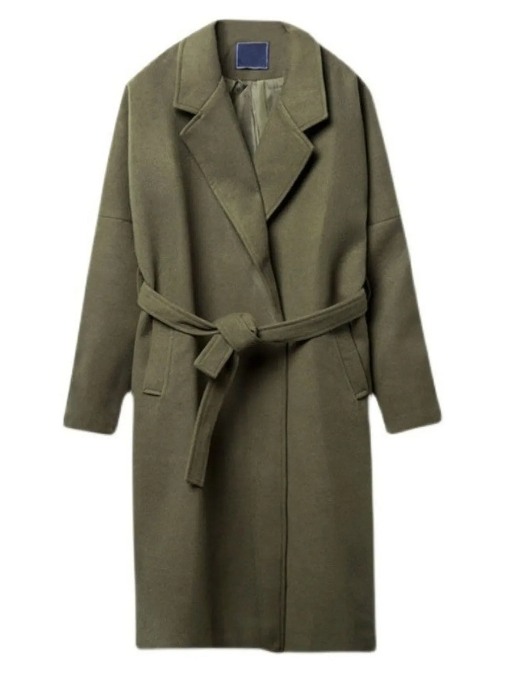 Lapel Collar Long Sleeve Longline Coat