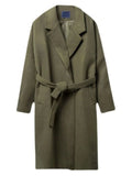 Lapel Collar Long Sleeve Longline Coat