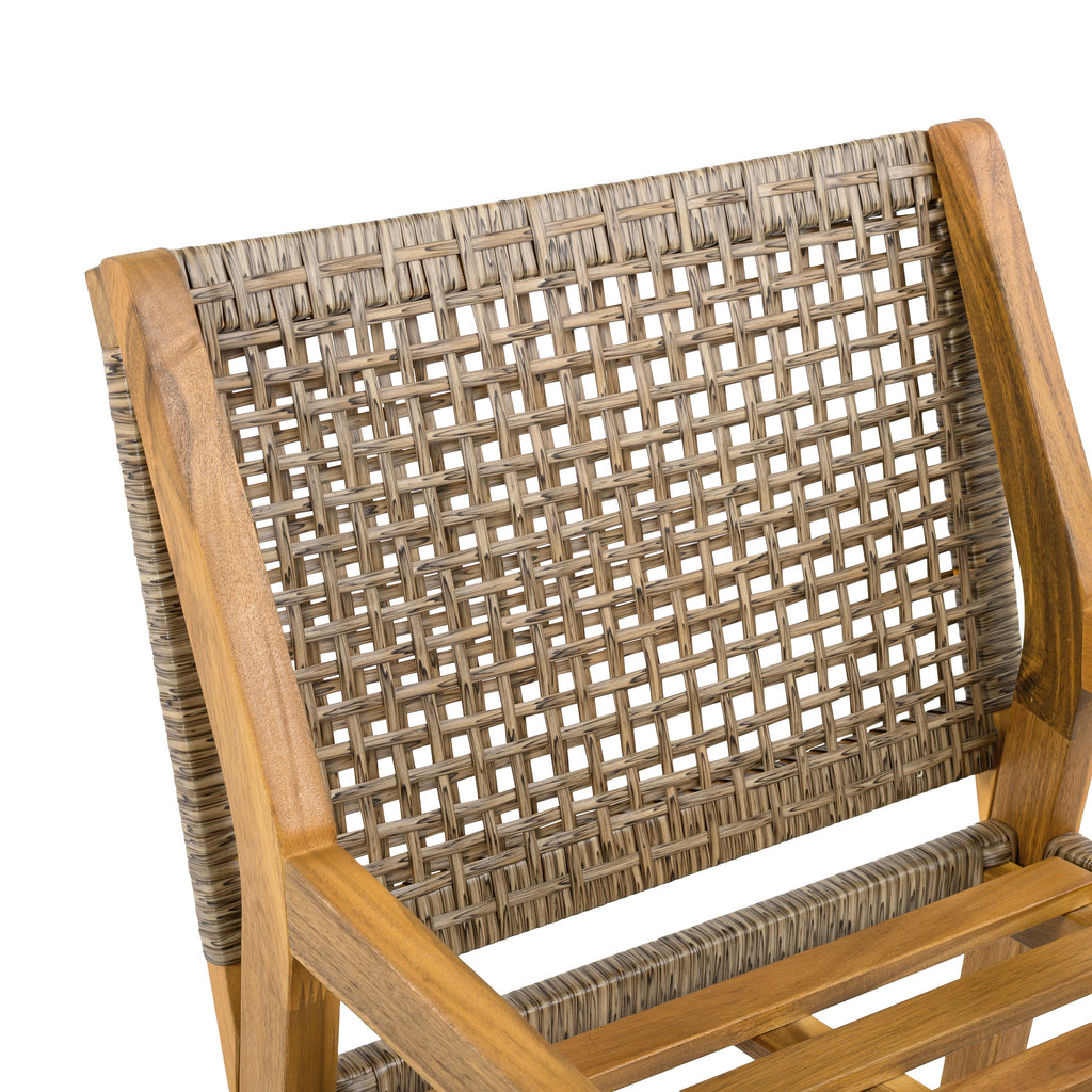 Outdoor Dining Set – Premium Acacia Wood Della Table & Wicker Chairs with Cream Cushion for Comfortable Dining Experience,Suitable for large gatherings(1 Table + 4 Chairs)