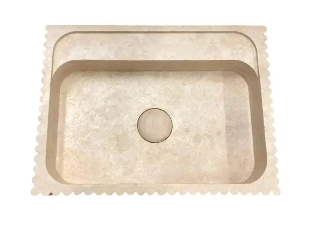 Oasis beige travertine stone wall-mount bathroom vanity sink