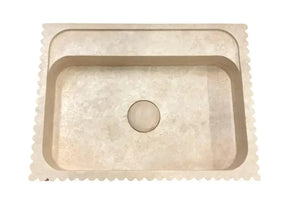 Oasis beige travertine stone wall-mount bathroom vanity sink