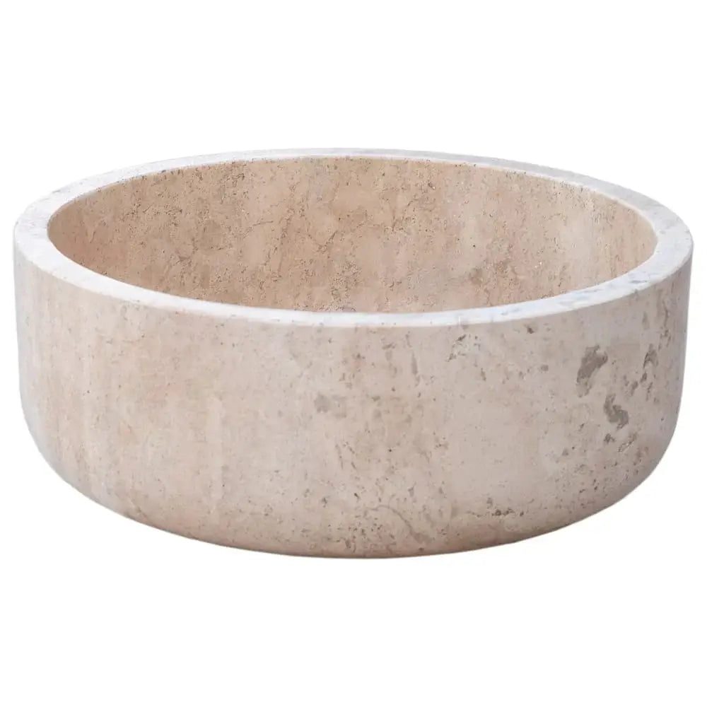 Stone sink Villohome Tuscany Beige travertine, above-vanity round basin, honed.