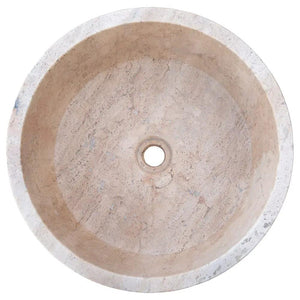 Stone sink, Natural Stone Tuscany Beige travertine, round above-vanity bathroom basin, honed