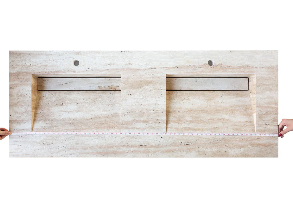 Troia Light Travertine Vein-cut Double Sink Above Vanity Bathroom Sink