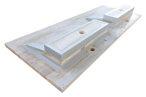 Stone sink by Villohome, Troia Light Travertine vein-cut double sink vanity