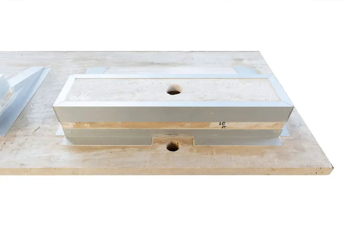 Troia Light Travertine vein-cut double sink vanity, stone bathroom sink by Villohome