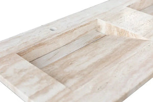 Stone sink Troia Light Travertine double-basin above-vanity bathroom sink