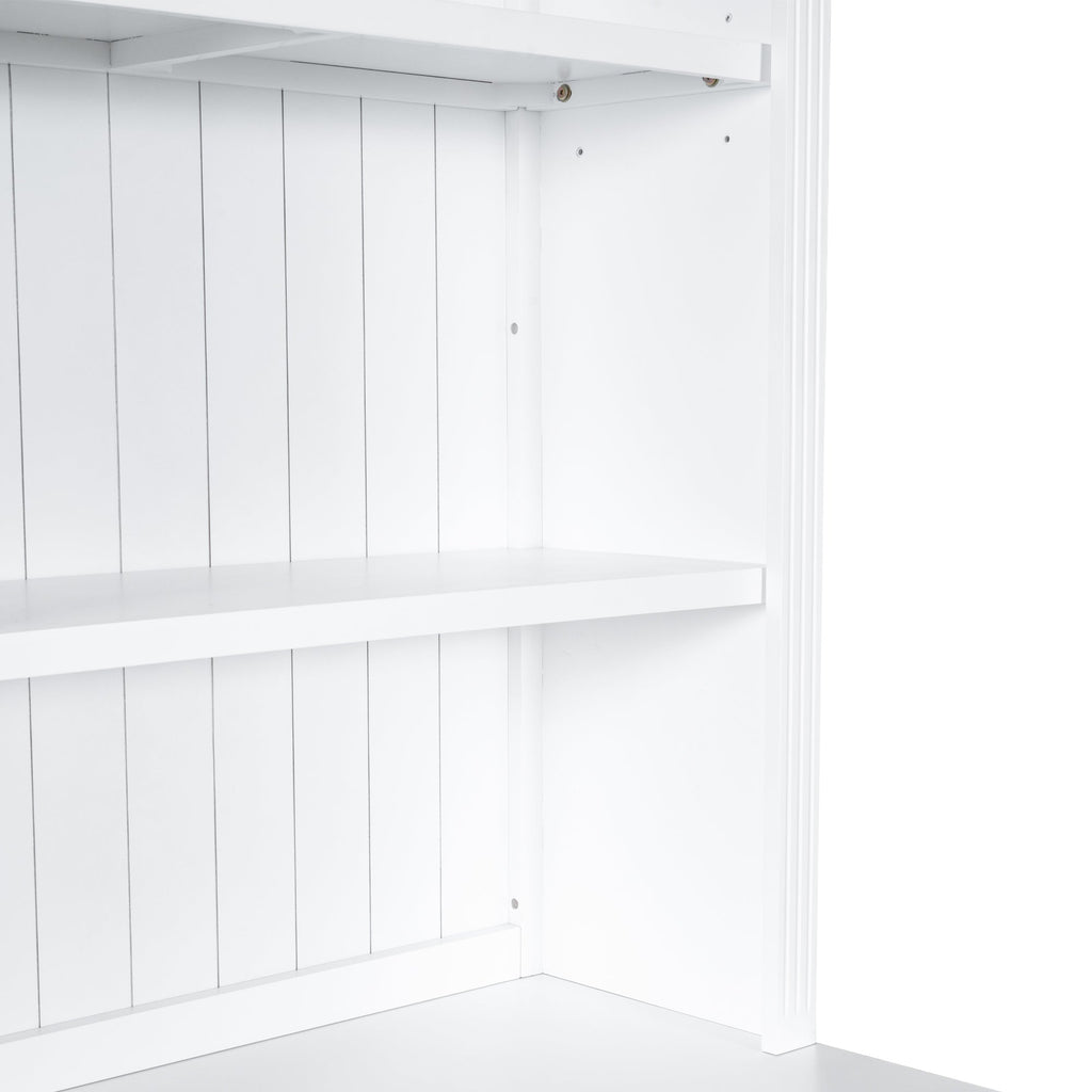83.4"Tall Bookshelf Suite, Modern Bookcase Suite with LED Lighting,Doors and Drawers,2-Piece Set Storage Bookcase with Open Shelves for Living Room,Home Office,White