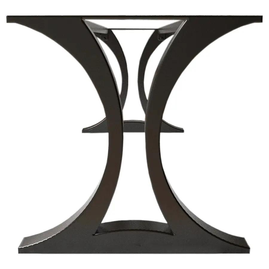 Table legs - modern matte black metal base with twin curved legs and central brace