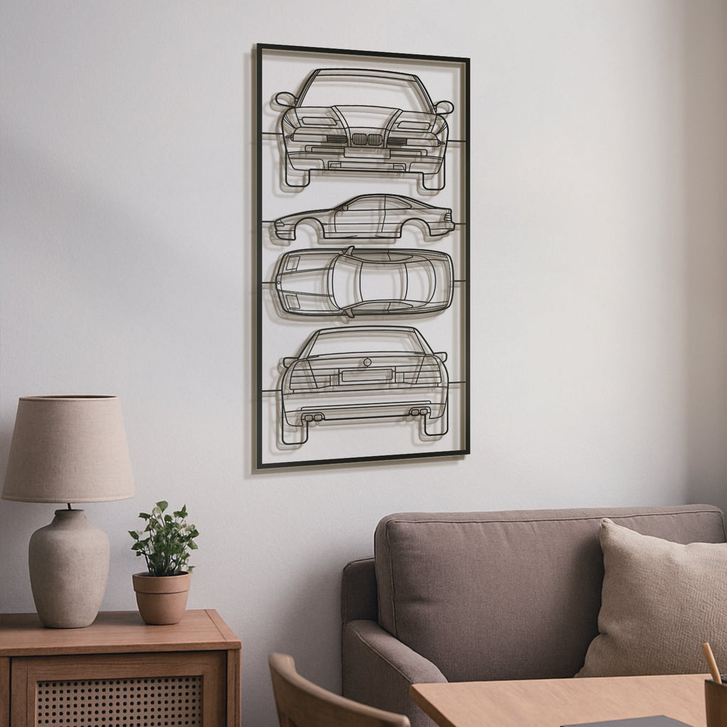 1989 8 Series 850CSi (E31) Quad Profile Metal Frame Silhouette - MT1428