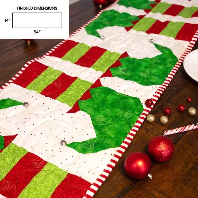Holiday Quilted Table Runner Kit Bundle by Block Party Quilt Co; red-green-white Advent calendar-inspired patchwork.
