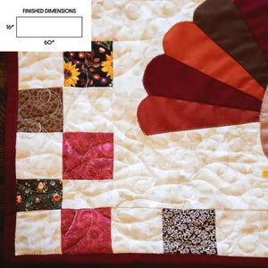 Holiday Quilted Table Runner Kit Bundle; Advent Calendar quilt with patchwork squares and bold red-orange motif, 60x16.
