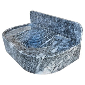 Bursa gray marble wall-mount bathroom sink with 6in backsplash; Villohome vessel sink