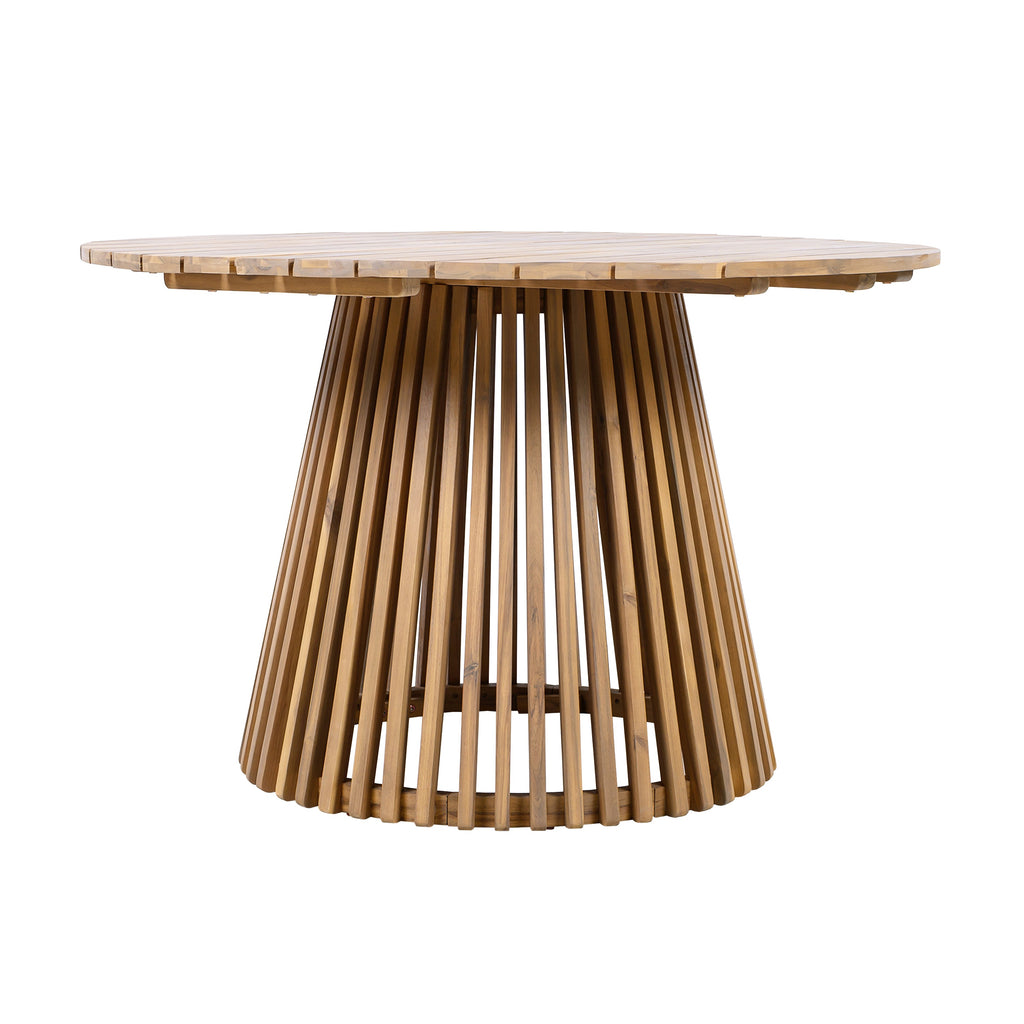 Outdoor Acacia Wood Patio Dining Table, 47.25-inch extra-large round dining table,for Backyard, Lawn, Balcony,Light Teak