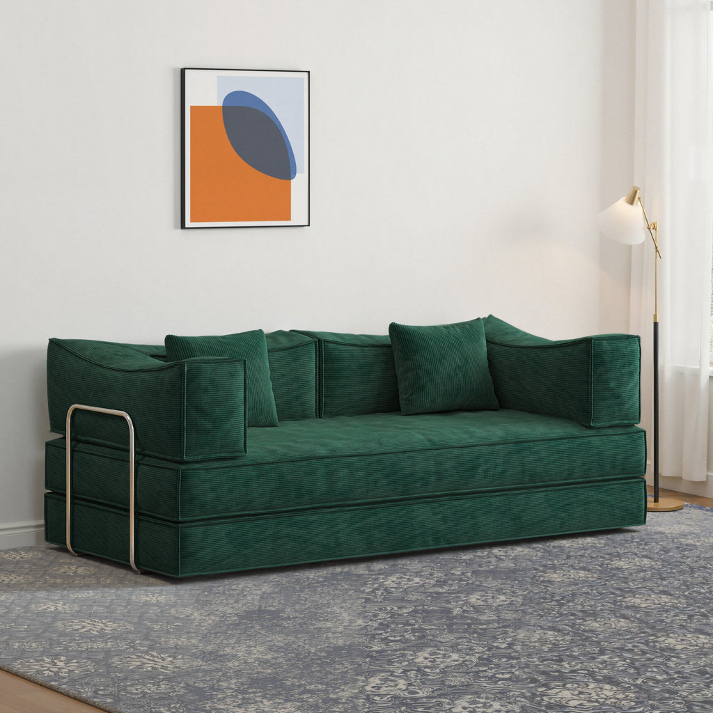 78.8 inch  Modular sofa, convertible pudding block sofa, floor-standing sofa bed with armrests and comfortable sofa bed, compression sofa for living room and bedroom -  (Green)