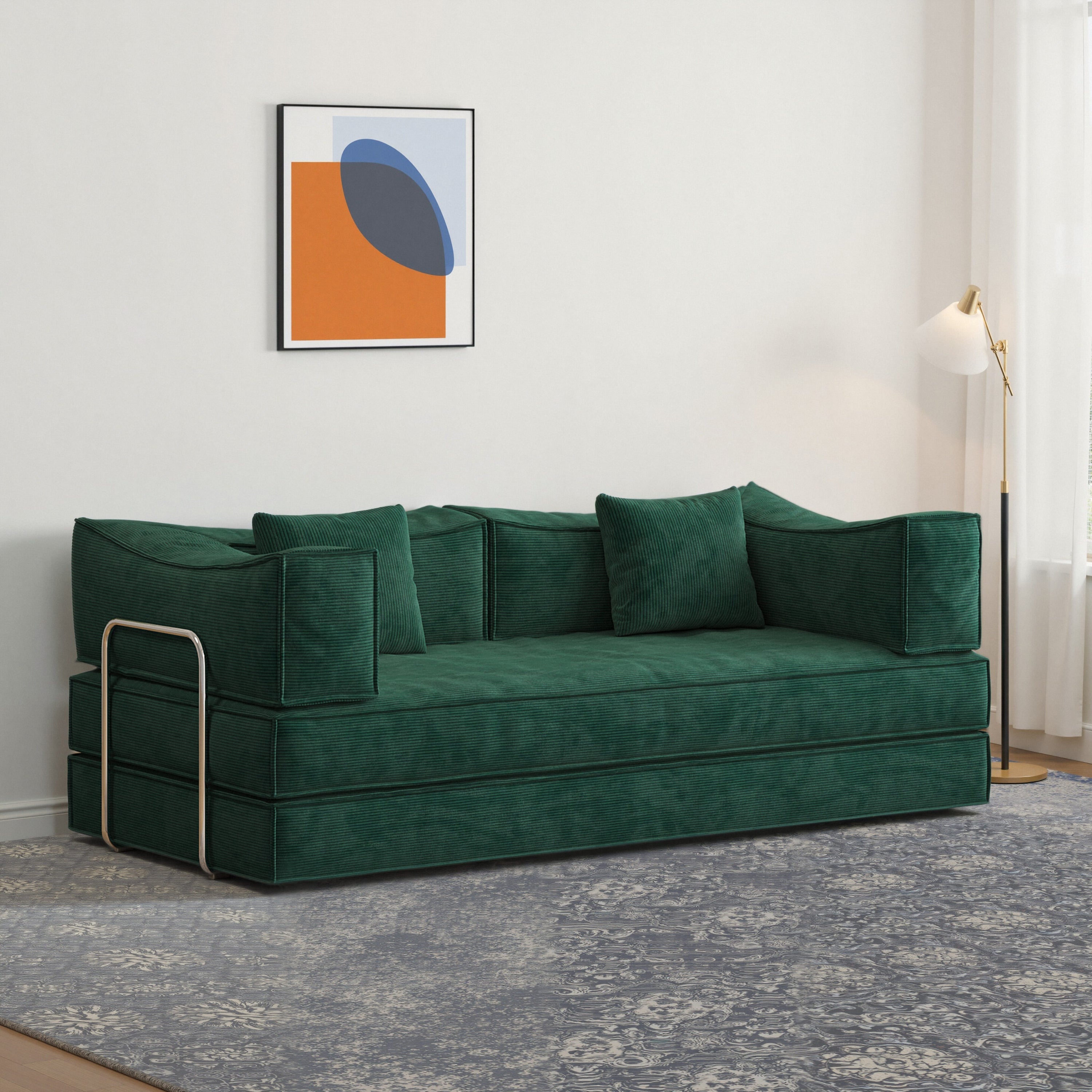 78.8 inch  Modular sofa, convertible pudding block sofa, floor-standing sofa bed with armrests and comfortable sofa bed, compression sofa for living room and bedroom -  (Green)