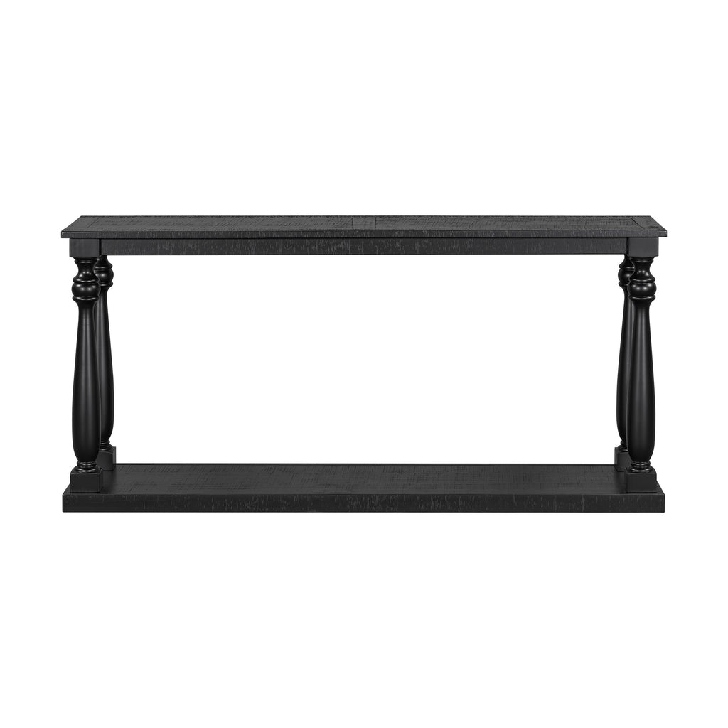 U_STYLE Vintage Wood Grain Console Table with Bottom Shelf and Four Vase Legs, Suitable for Entryway, Hallway, Living Room, Bedroom