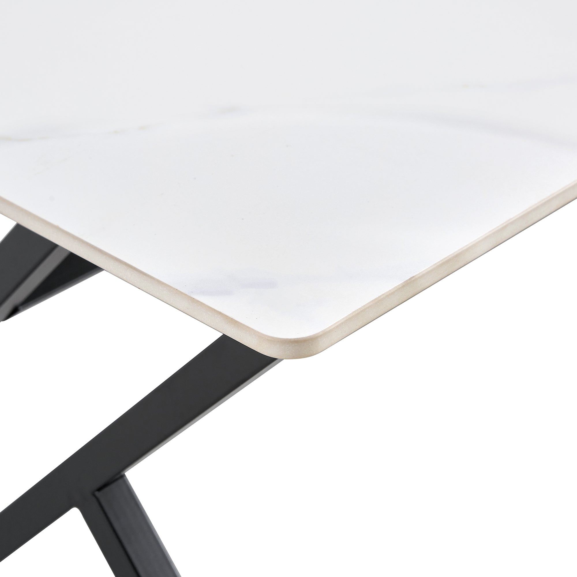 A coffee table made of rock slab material, with a smooth and natural surface that complements the modern design of the black metal legs, making it suitable for living rooms of all sizes.47*23.6
