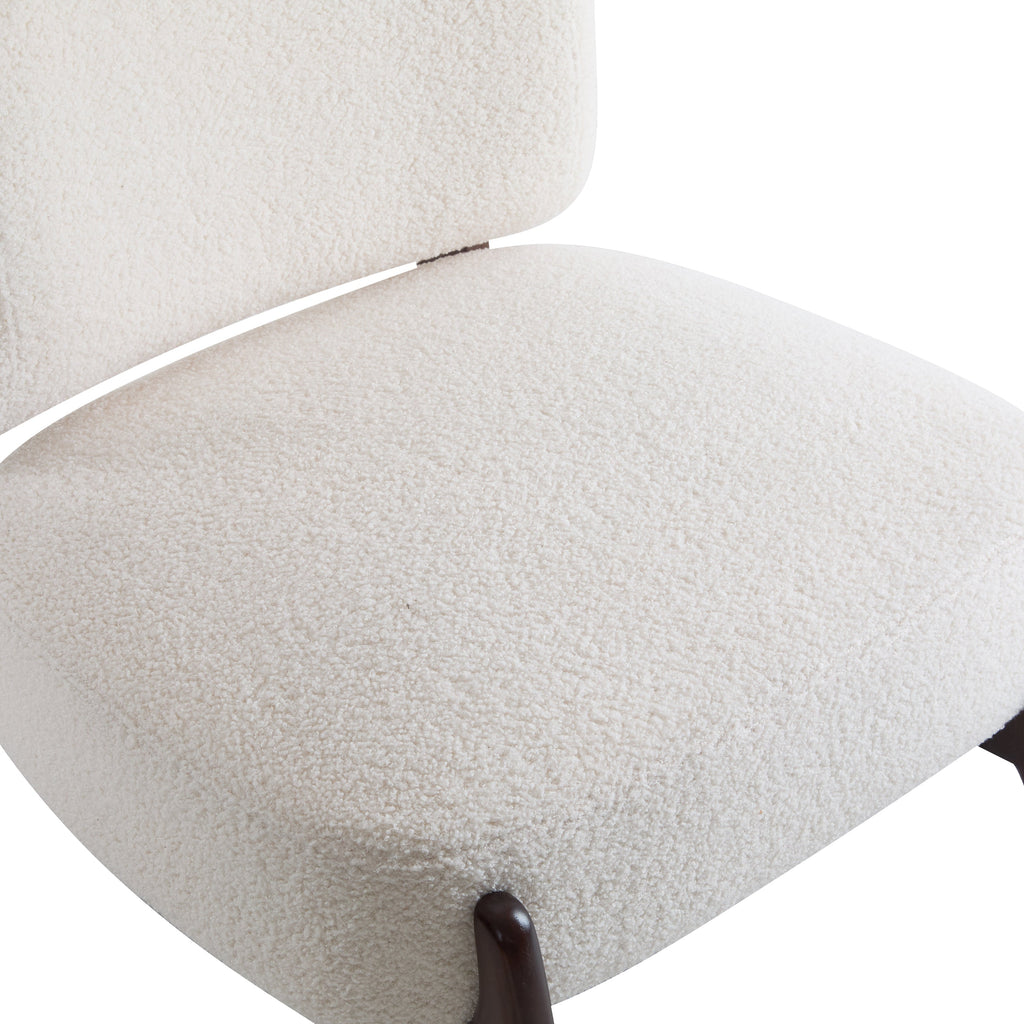 Modern Boucle Lounge Chair with Solid Wood Frame, Soft and Durable Boucle Upholstery, Beige, 25.5'