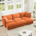 Living Room Sofa Slipcovered Sofa 3 Seater Sofa With 3 Ottomans, Oversized 3-Seat Sleeper Sofa Bed Home Theater Sofa, Chenille, orange