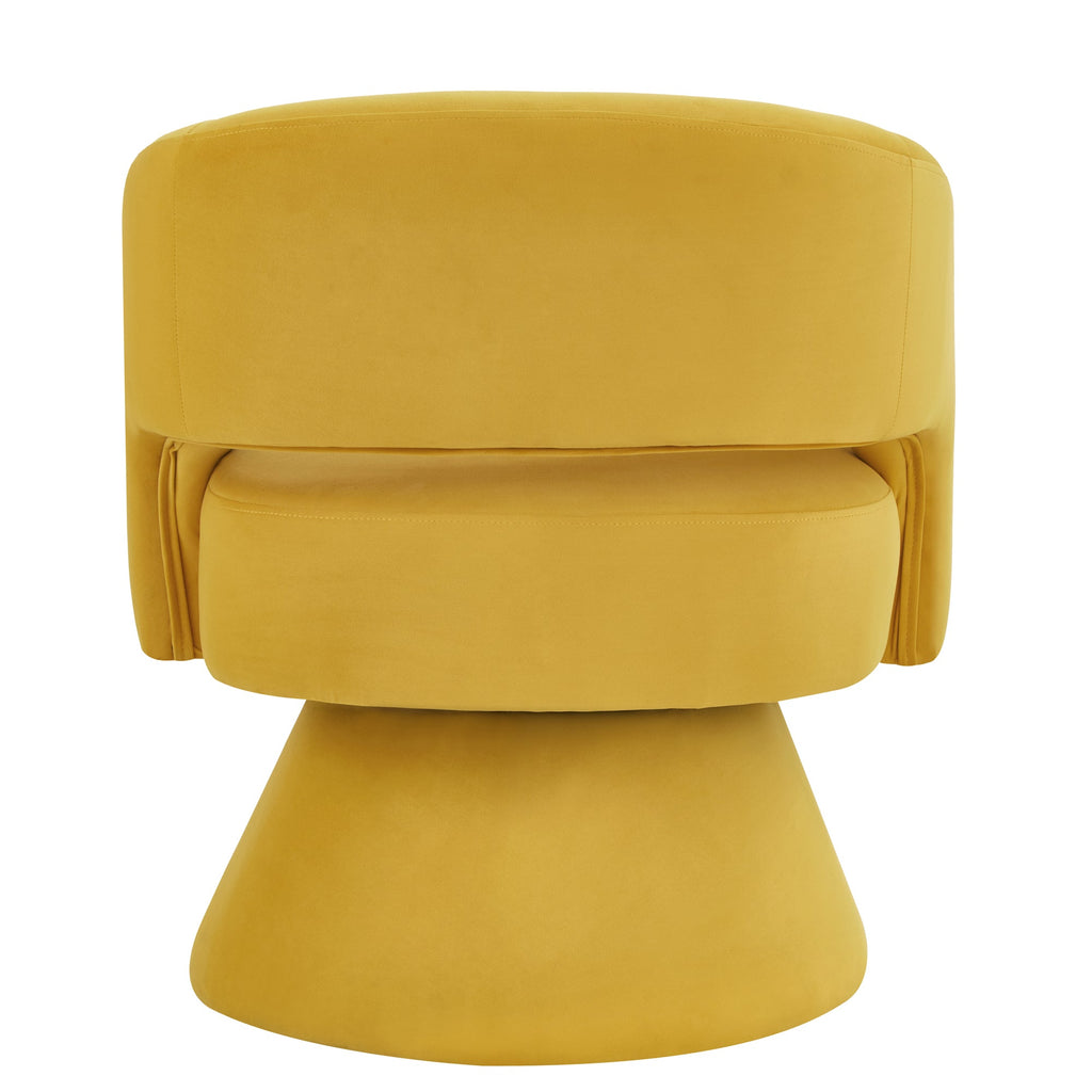 Modern Swivel Barrel Chair, Upholstered Velvet Round Accent Chairs,360 Degree Comfy Swivel Chair with Open Backrest, Single Chair Armchair for Living Room Bedroom, Homerest, Yellow