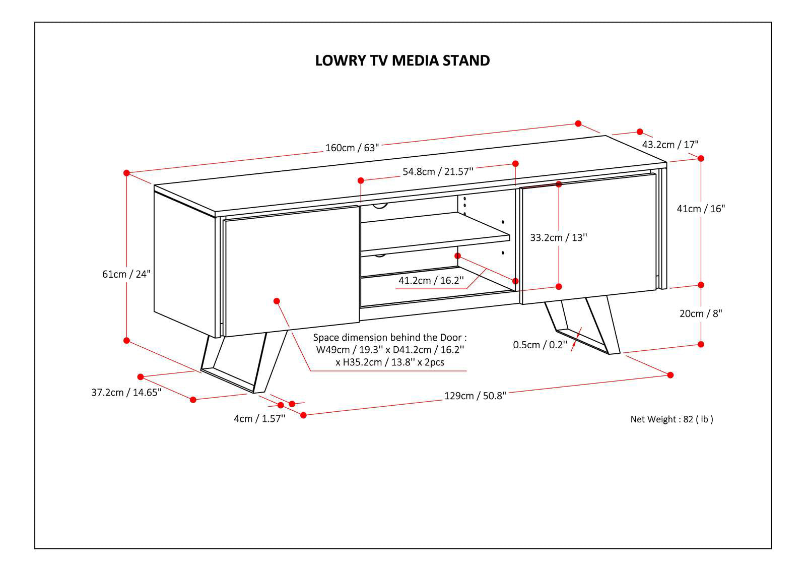 Lowry - TV Media Stand - Oak