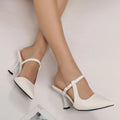 Point Toe Flare Heel Slingback Pumps