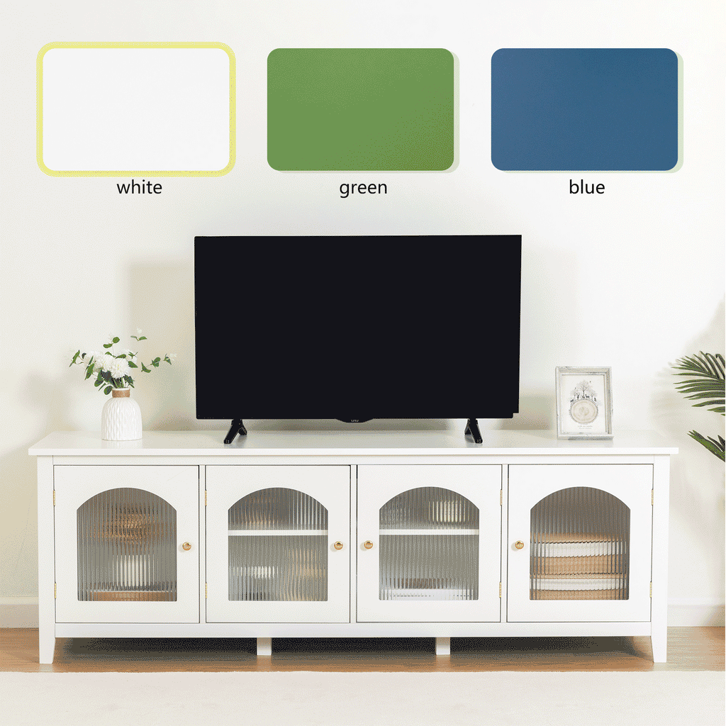 Stylish Antique Green TV Cabinet with Solid Wood Frame and Changhong Glass Door, 71-inch