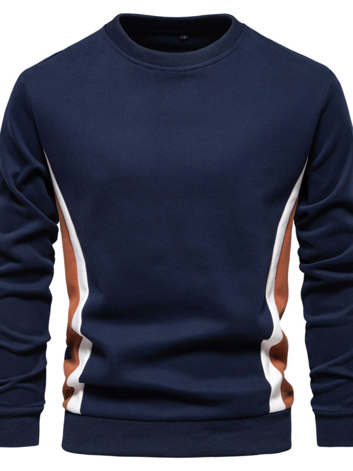 Side Striped Contrast Round Neck Sweatshirt