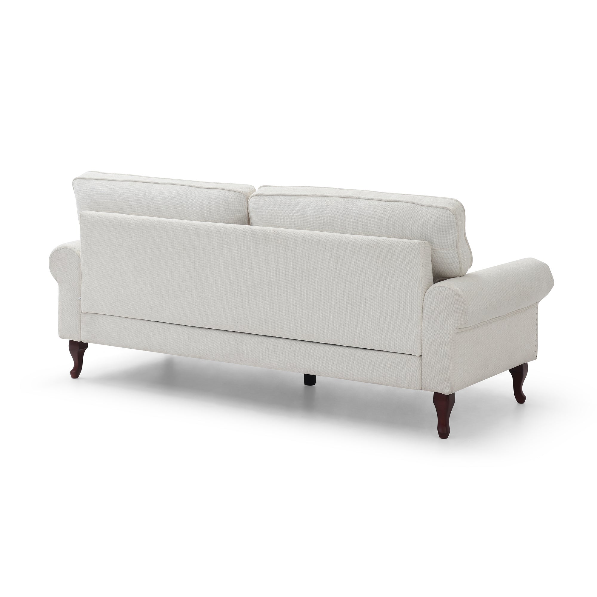 80-Inch Modern Velvet 3 seat Sofa with Wooden Legs & Crystal button and Copper Nail, Tufted Backrest, Perfect for Living Room, Bedroom, or Office (Beige)