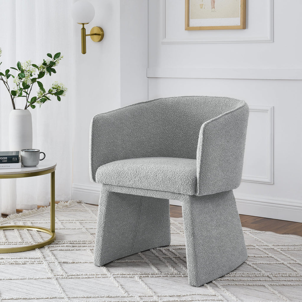 Modern style simple and elegant chair, grey leisure chair, suitable for dining/bedroom/living room/reception desk (assembly required)-Grey