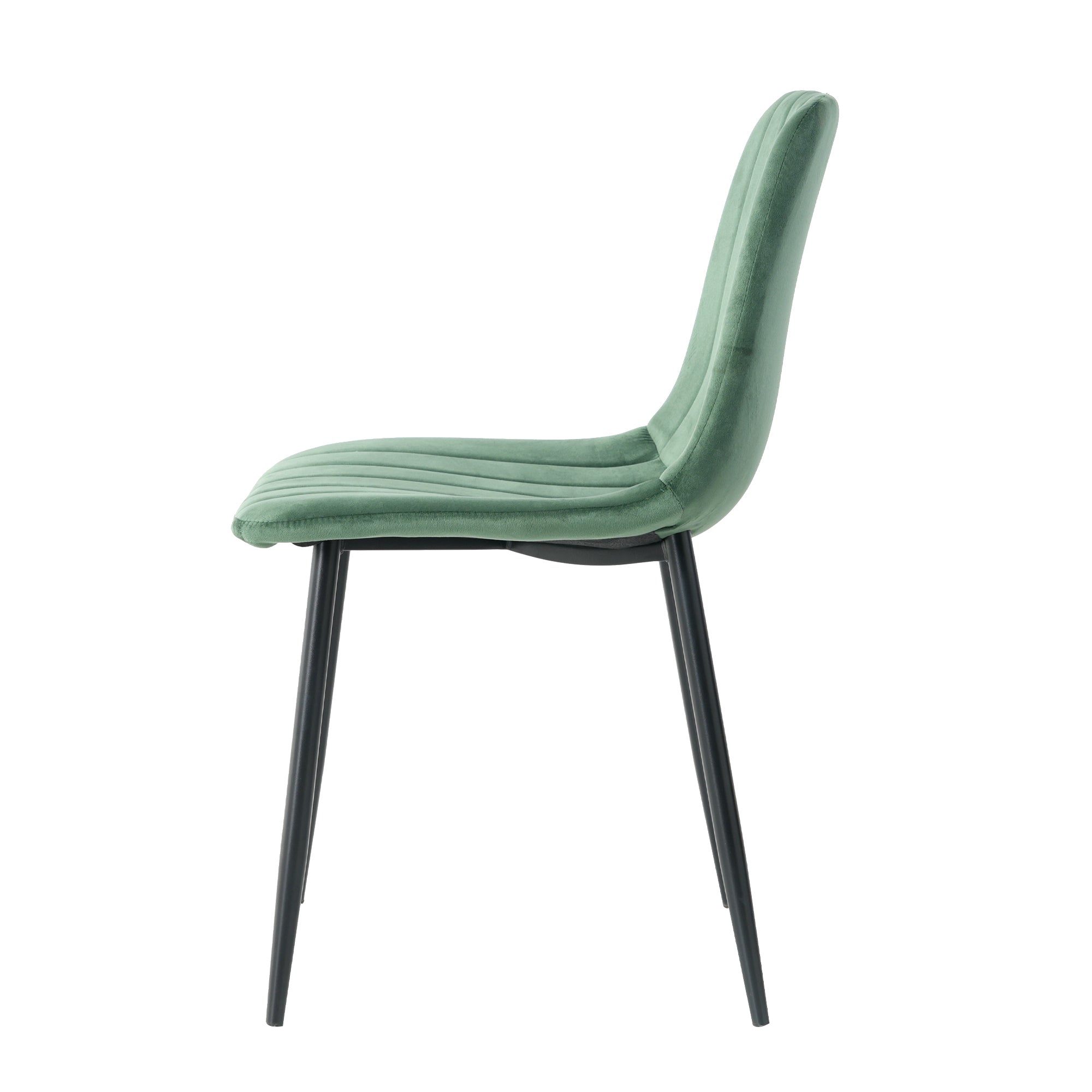 Indoor green velvet dining chair, modern kitchen dining chair with backrest, Black painted chair legs, Family Kitchen Dining Room and living room (set of 2)