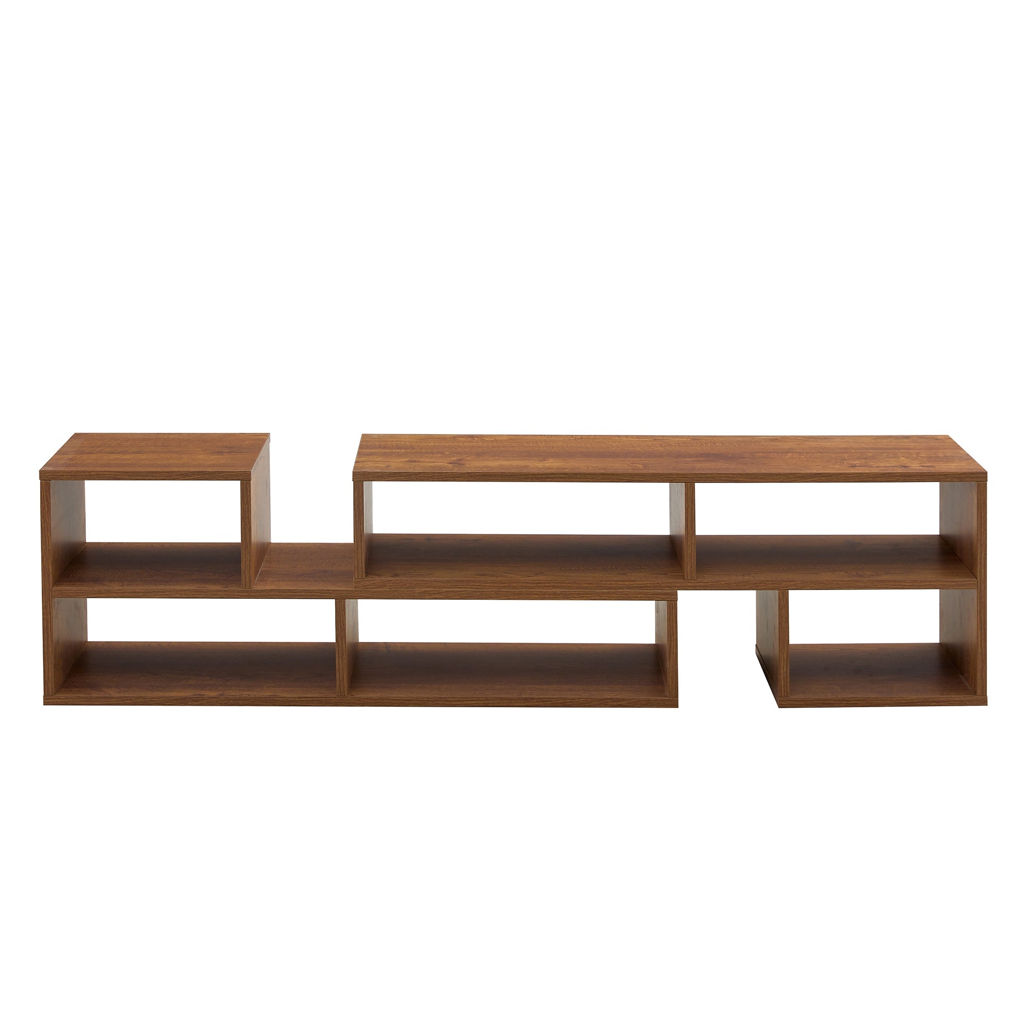 Modern 2-Piece Cube TV Stand with Open Storage, L-Shaped Design, Walnut MDF, 47.2' x 12' x 13.4'