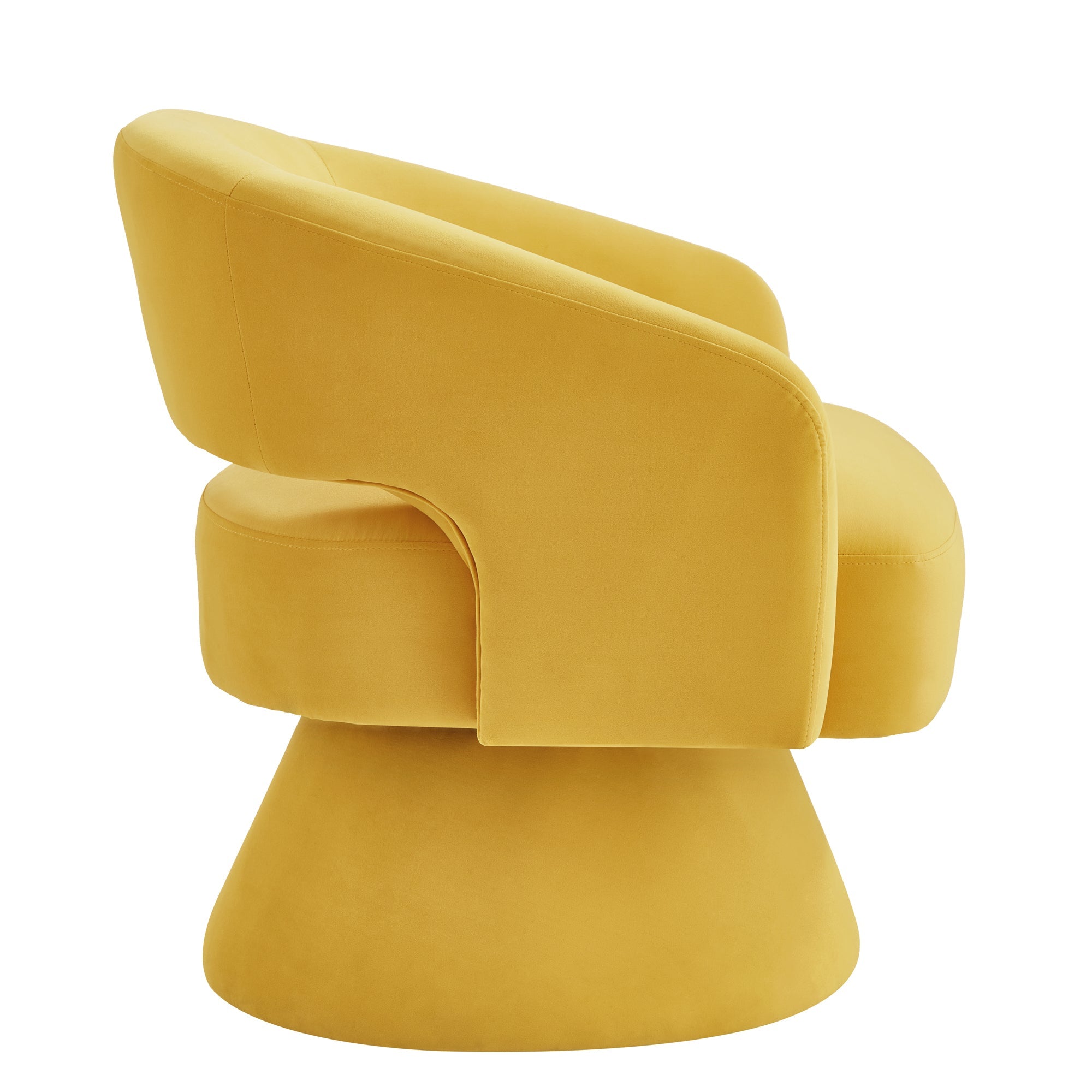 Modern Swivel Barrel Chair, Upholstered Velvet Round Accent Chairs,360 Degree Comfy Swivel Chair with Open Backrest, Single Chair Armchair for Living Room Bedroom, Homerest, Yellow