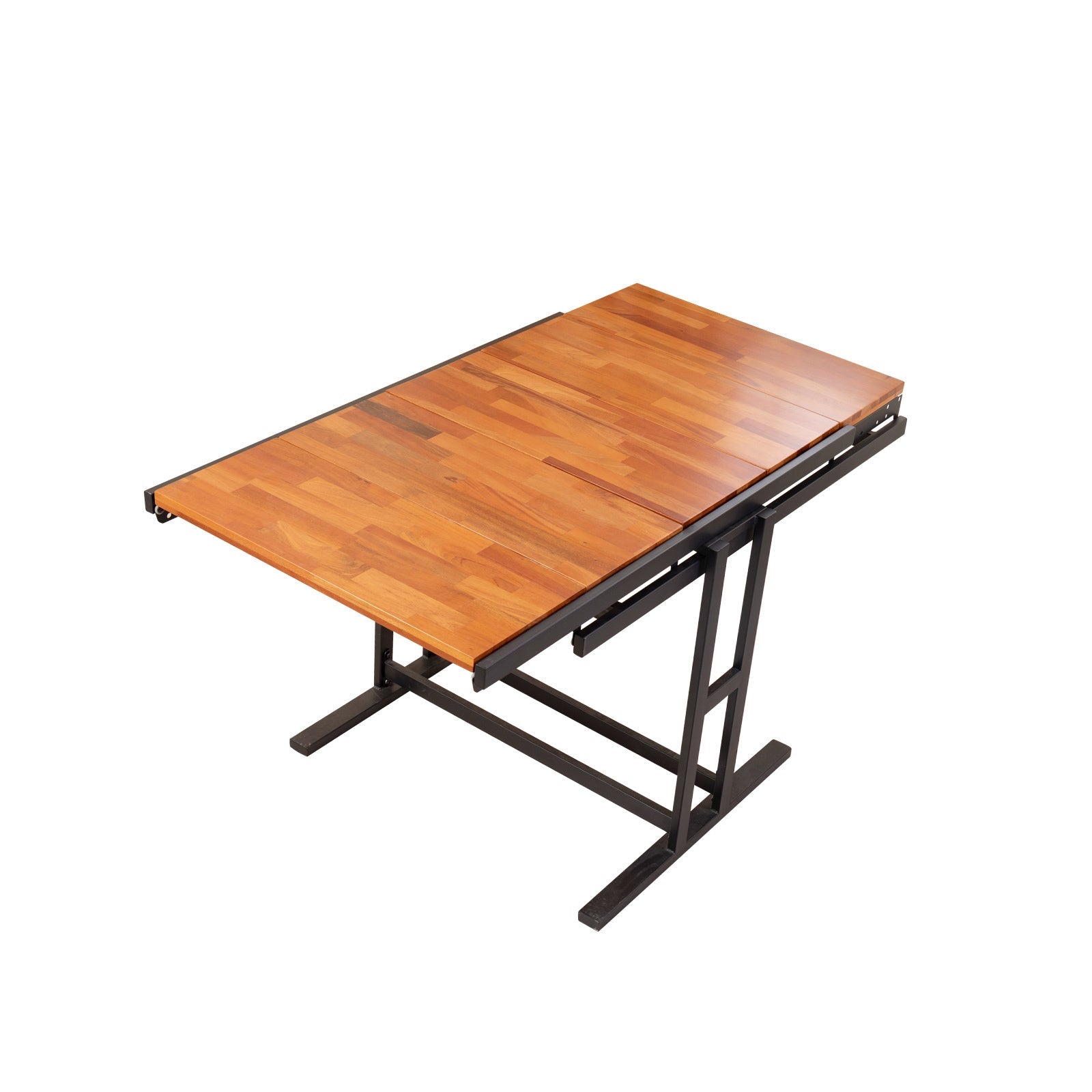 Extendable Dining Table Convertible 2 in 1 Shelf to Table with Metal Frame Industrial and Rustic Style for Small Spaces, Kitchen & Dining Room