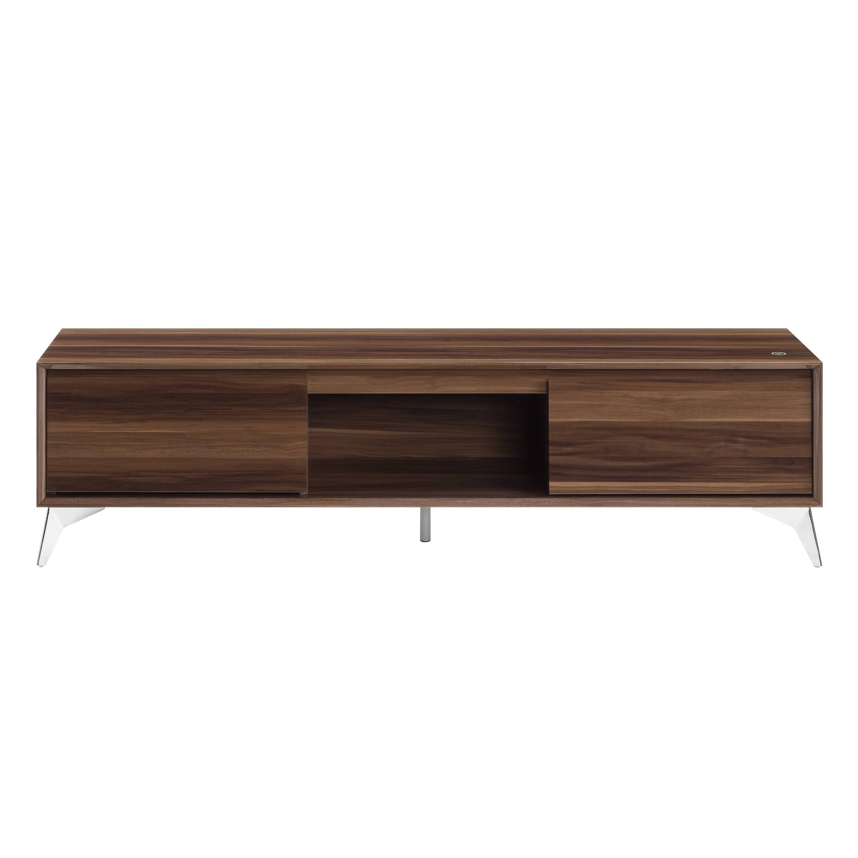 Raceloma Walnut & Chrome Finish TV Stand (w/ LED)