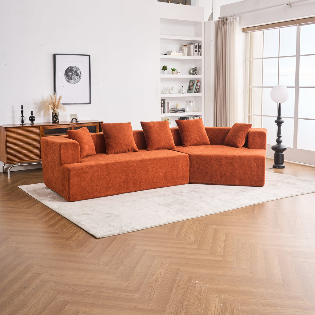 Memory Foam Couch, No Installation & Easy to Transport, Deep Seat Modern Sofa with Chenille Fabric, Couch for Living Room, Bedroom, Apartment, Home Office