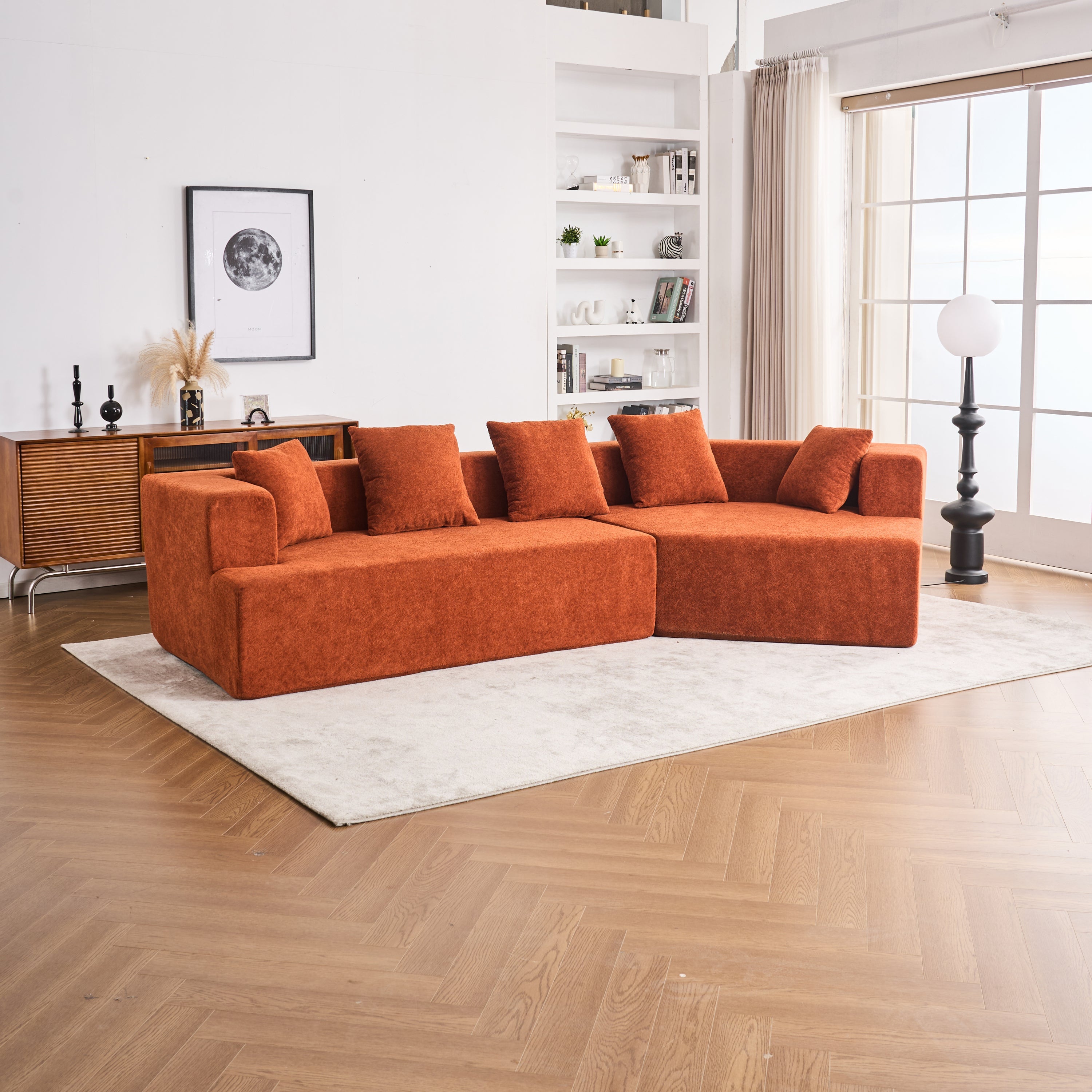 Memory Foam Couch, No Installation & Easy to Transport, Deep Seat Modern Sofa with Chenille Fabric, Couch for Living Room, Bedroom, Apartment, Home Office