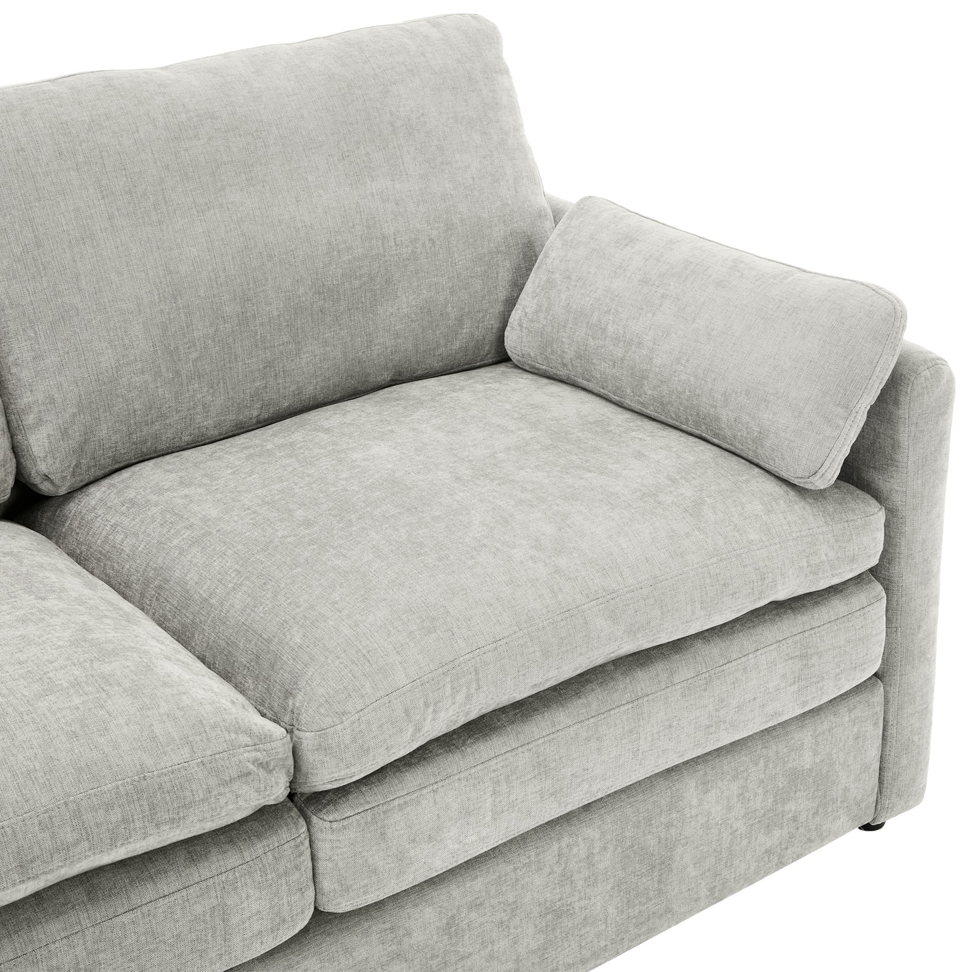 Cozy Upholstered Sofa Set Oversized Comfy Cloud Sofa Double Cushion Sofa Group Plush Cushion Sofa Couch for Living Room, Light Grey