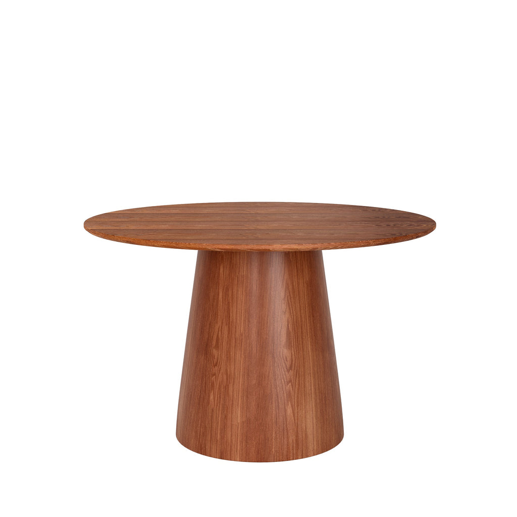 43' Round Walnut Color Solid Wood Small Dining Table with Solid Wood Tabletop For 2-4 People