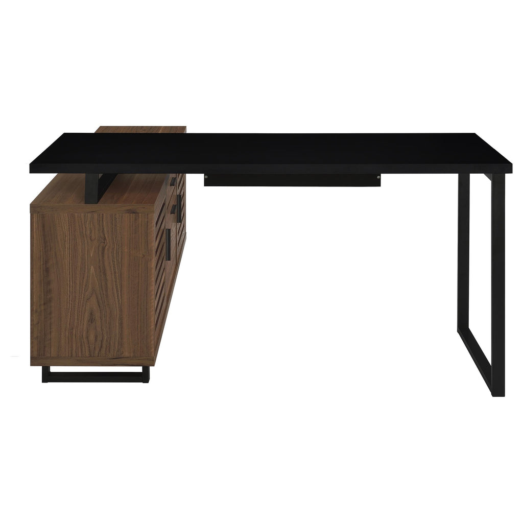Rodger Black and Walnut L-Shape Office Computer Desk