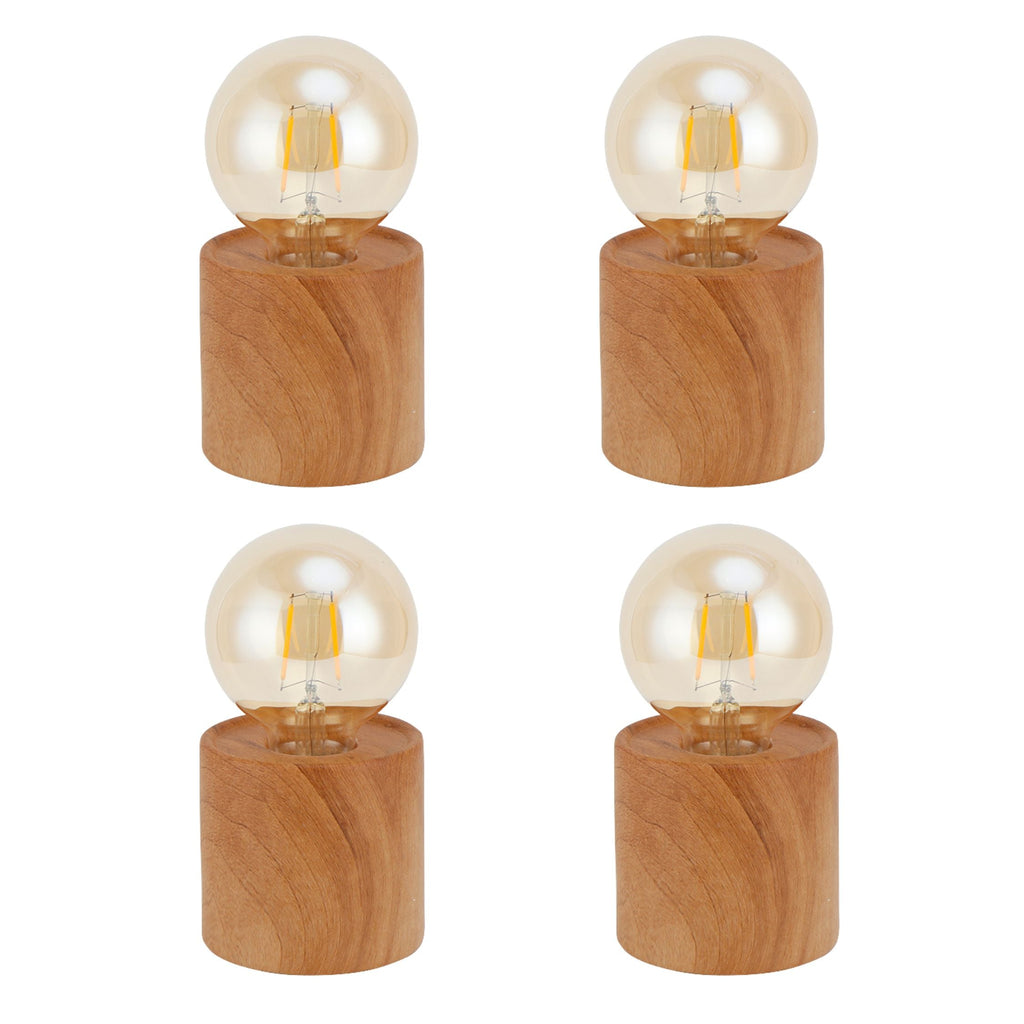 Set of 4 Wood Grain Table Lamp 6.5" Tall