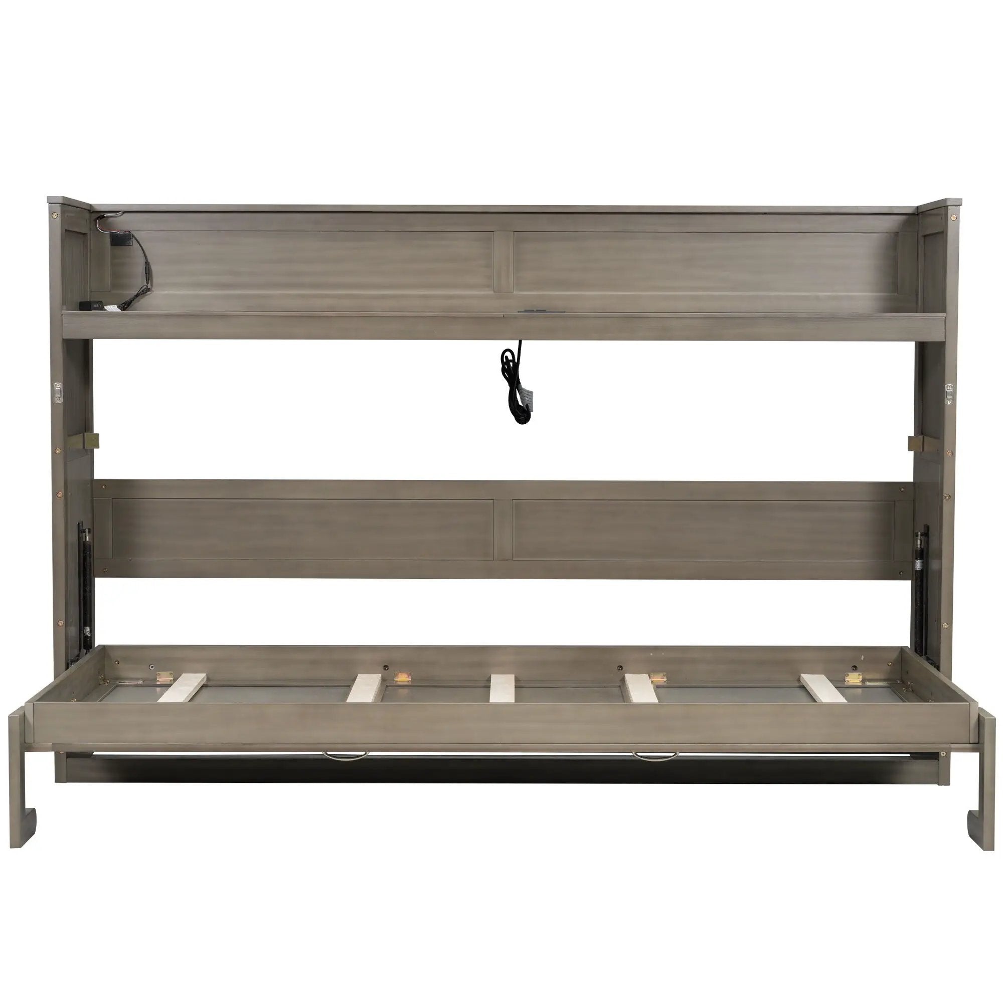 Murphy Bed With Desk, LED Light And USB Charging Station