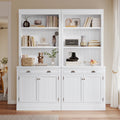 83.4"Tall Bookshelf Suite, Modern Bookcase Suite with LED Lighting,Doors and Drawers,2-Piece Set Storage Bookcase with Open Shelves for Living Room,Home Office,White