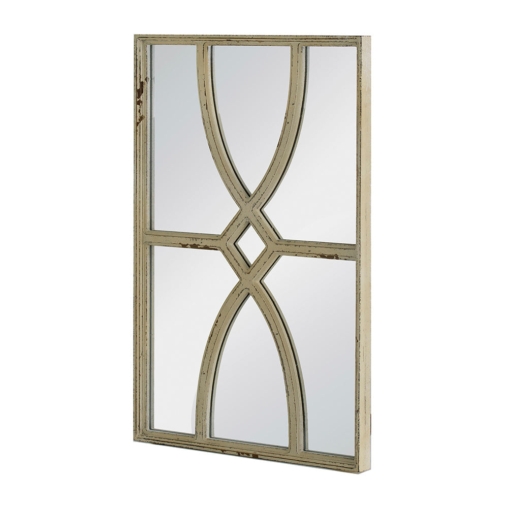 16" x 23"  Rectangular Wooden Wall Mirrors with Distressed White Frame, Vertical or Horizontal, Home Decor for Living Room, Set of 2