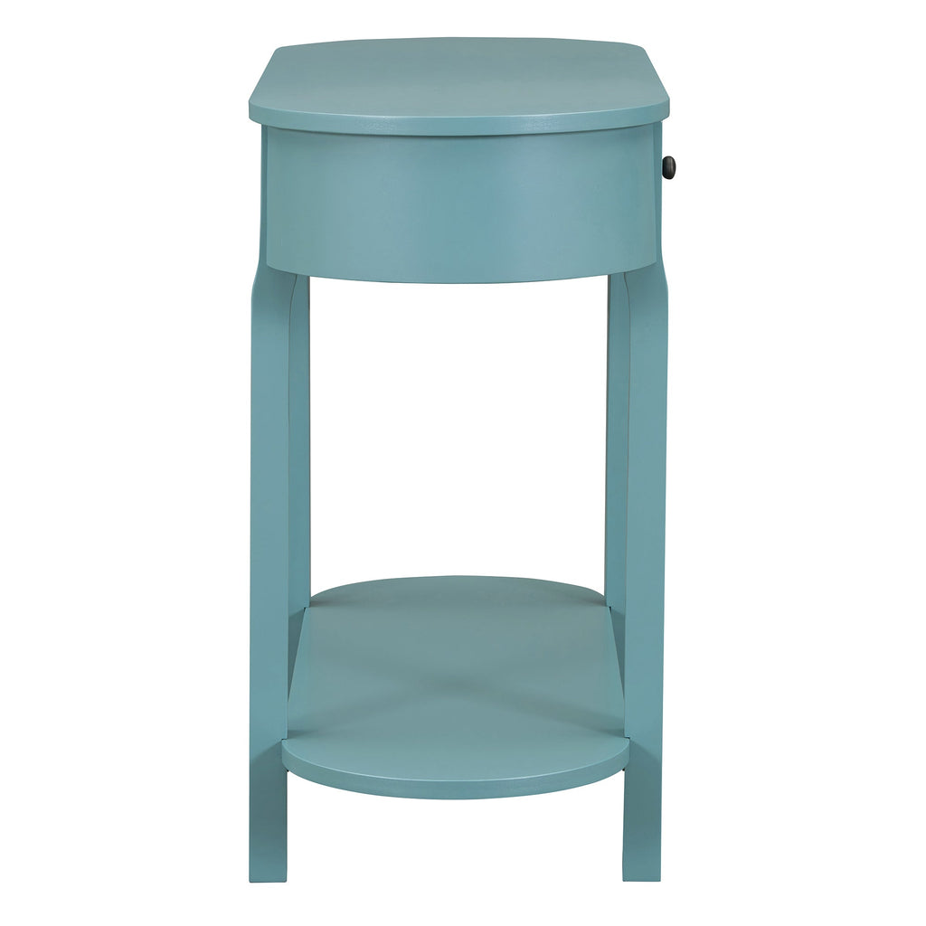 TREXM Elegant Retro Console Table with Curved Design and Smooth Glaze for Entryways, Living Rooms and hallways (Turquoise Green)