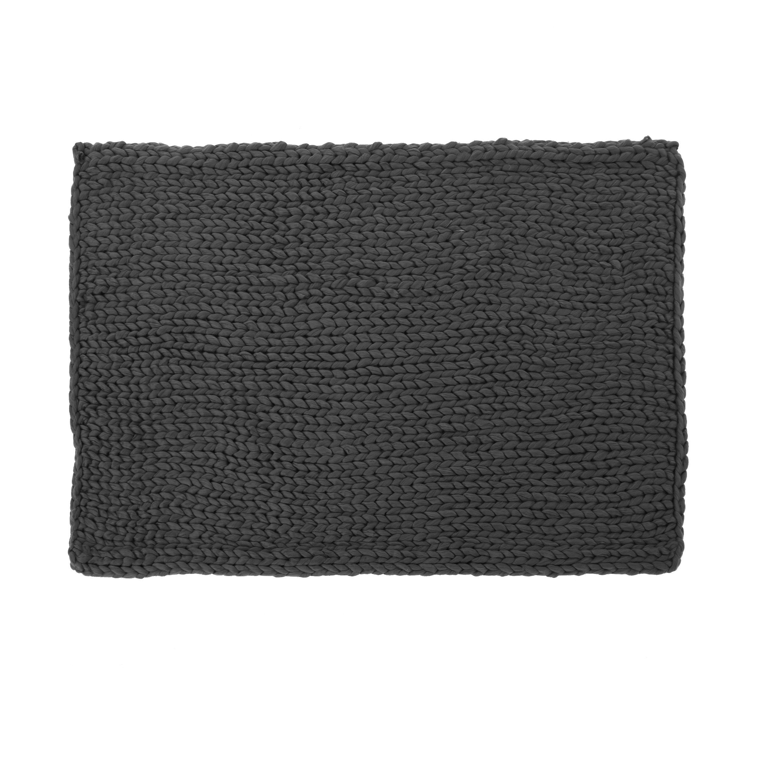 Cozy Knitted Acrylic Throw Blanket with Double Sided Design in Dark Grey, 50x60 Inches
